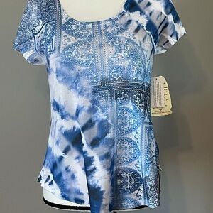 One World new with tag petite small top office work sparkle